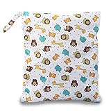 iZivベビー防水再利用可能 ウェットとドライ おむつバッグポーチダブルジッパー印刷おむつ袋(動物)