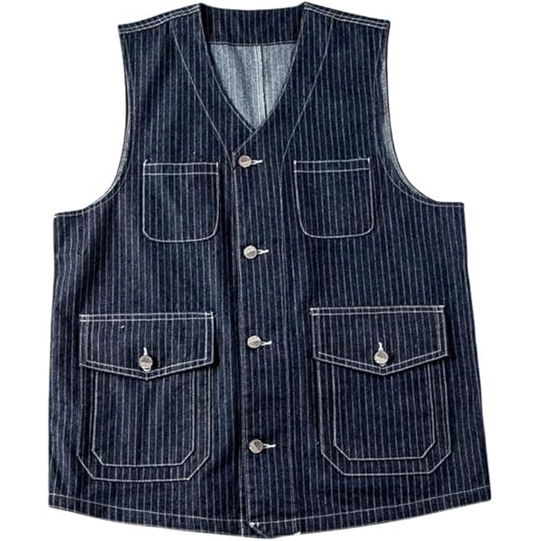 ストライプデザイン デニムベスト サイズ42 Amazon | デニム ベスト ジレ メンズ ベスト ストライプ