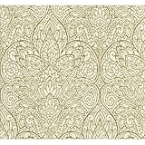 York Wallcoverings Candice Olson Decadence Paradise壁紙、オフホワイト/メタリックゴールド