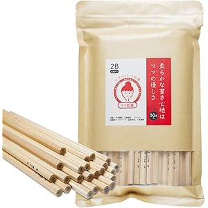 ママ鉛筆 えんぴつ-2B かわいい文房具 入学準備-入学祝いにも エコな天然木素材 50本セット