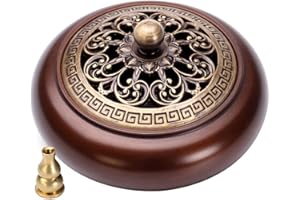 Copper Incense Burner, with Incense Stick Holder & Fire Cotton Lotus Incense Holder Cone Coil Incense Burner Ash Catcher with
