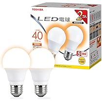 Amazon | TOSHIBA(東芝) LED電球 E26 A形 40W相当 広配光 電球色 2P