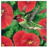 Continental Art Center BD 2260 Hummingbird with Red Flowers Art Tile, 8 by 8-Inch [並行輸入品]