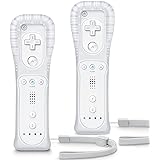 TIANHOO Wiiコントローラー 2個パック Wiiリモコン シリコンケースとリストストラップ付き Wii/Wii U用リモコン ホワイト