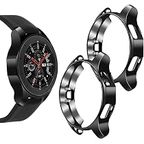 Goton Compatible Samsung Galaxy Watch 46mm Case 2018 (for SM-R805 and  SM-R800 and Gear S3 Frontier SM-R760), (2 Packs) Soft TPU Smart Shockproof  Case Cover Bumper Protector (Black and Black, 46mm): Smartwatch