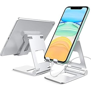 スマホスタンド MSOVA タブレットスタンド 角度高度調整可能 スマホホルダー PCホルダー 完全折り畳み式 シリコン滑り止め 収納便利 iPhone/iPad/Android/Nintendo Switch/Kindleなど(4-13インチ)に対応 シルバー