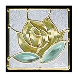 ステンドグラス 強化ガラス サッシ窓 建具 間仕切壁 屋外壁 ピュアグラス200シリーズ D09 200×200×D18mm ローズ 1台単位 アンティーク