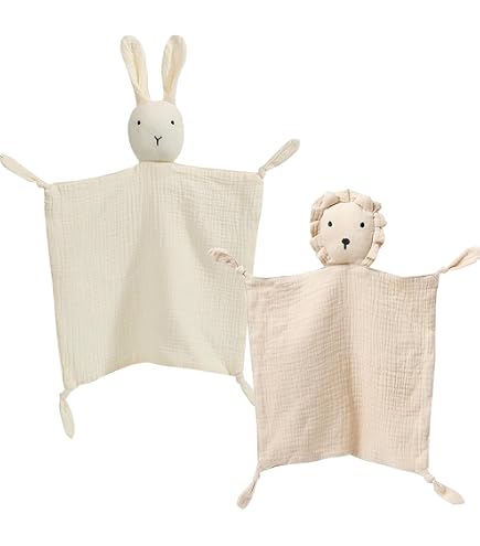 Okdiy Organic Cotton Muslin Baby Lovey Blanket - Bunny Or Koala Design, Security Blanket For Infants - View #5
