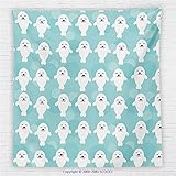 59 x 59インチ海動物装飾フリーススローブランケットホワイトBaby Seals withキュート面子供赤ちゃん笑顔Cheerful Kidsブランケット