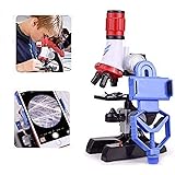 子供顕微鏡セット 初心者顕微鏡セット マイクロスコープ ミニ顕微鏡 LEDとミラー照明付き 初心者用 最高プレゼント 6歳以上小学生 中学生 高校生科学実験学習 おもちゃ 倍率切り替え可能 （100X、400X、1200Xの拡大倍率） (ブラック)