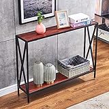 Boju コンソールテーブル 奥行23cm スリム 薄型 収納棚 玄関 リビング キッチン アンティーク調 ダークオーク色
