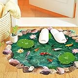 Winhappyhome Lifelike Lotus Pond Goldfishes Removable Decals Ground Stickers for Living Room Bathroo
