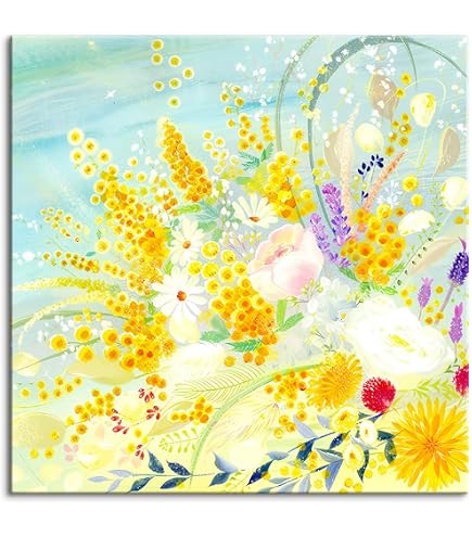 Amazon｜絵画 ミモザ インテリア ブーケ 「春告ぐミモザの花束