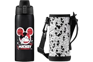 アイリスオーヤマ 水筒 子供用 キッズ 600ml ミッキー(ホワイト) ワンタッチ 直飲み 保冷 ディズニー 真空断熱6時間冷たさキープ 嬉しいポーチ&ストラップ付き 持ちやすいハンドストラップ ごくごく飲める お手入れ簡単 通園や通学に 軽量 ス