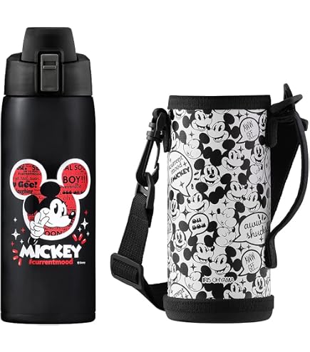 Iris Ohyama Mickey Mouse Kids Water Bottle - 23.6 Fl Oz Stainless Steel, Direct Drinking, Keeps Cold 16 Hours