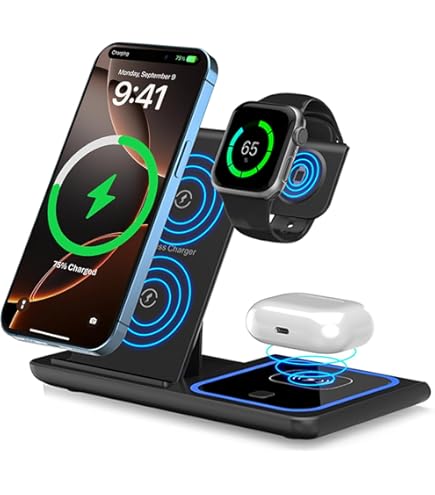 Amazon.co.jp: ワイヤレス充電器 置くだけ 3in1 QI急速 : 家電＆カメラ