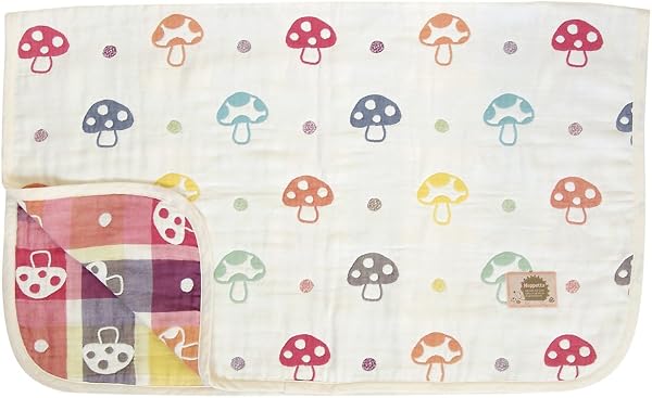 10mois(ディモワ) - Hoppetta ふくふくガーゼ(6重ガーゼ)ケット コットン100% champignon Mサイズ 90×110cm 5235 - 1