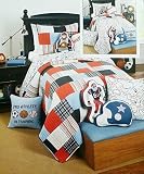 Standard Blues Kids Cotton Quilt Reversible 2pc Set Sports Football Baseball Soccer Basketball Ameri