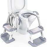 補助便座 折りたたみ ステップ トイトレ 踏み台 トイレトレーニング シール 台紙 はしご 水洗い可能 高さ調節可能 グレーPUマット付き折りたたみ式トイレ便座、6層の高さと幅の滑り止めマット、 耐荷重75kg 赤ちゃん男の子女の子用