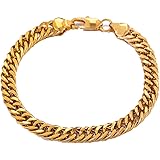 kelistom チャンキー 18K イエローゴールドメッキ キューバチェーンリンクブレスレット メンズ レディース ミニマリスト マイアミキューバリンクチェーン メンズブレスレット 幅7mm 厚さ3mm 長さ7.6インチ 8.4インチ 9インチ