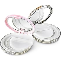 Amazon.co.jp: ミラー付き ルースパウダーケース 2個セット パフ