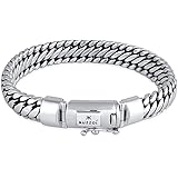 kuzzoi 925 Sterling Silver Round Byzantine Bracelet for Men, Length 7,48 inch - 9,05 inch, Width 0,39 inch, 1.62 oz