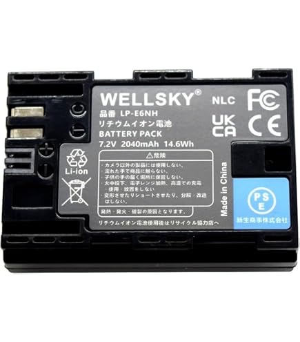 Amazon | WELLSKY LP-E6NH LP-E6N LP-E6 2個 互換バッテリー 端子保護