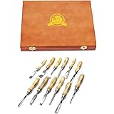 Nisorpa 12pcs Wood Carving Chisel Tool Set Woodworking Gouge Hand Craft with Box DIY Hand Tool Gouged Timber Carpentry