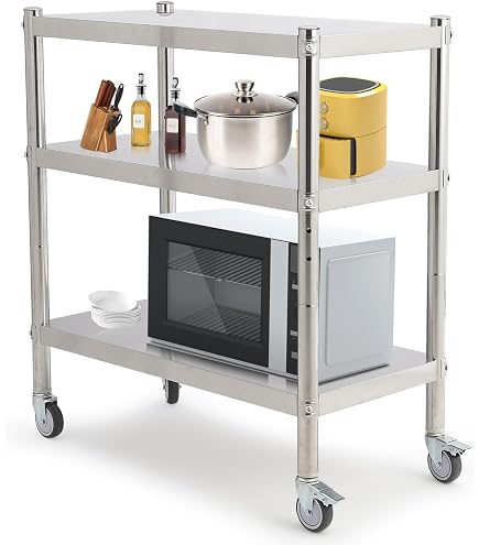 IWEJ ステンレス作業台 3段 キャスター付 耐荷重200kg Amazon.co.jp: IWEJ ステンレス作業台 3段 キャスター付き 耐荷重200kg