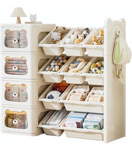 Amazon.co.jp: おもちゃ収納ラック おもちゃ箱 93.5*36*86cm おもちゃ