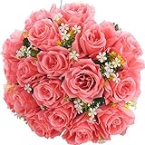 Soledi人工花18 Headsソリッド色シミュレーションバラのウェディングホーム装飾