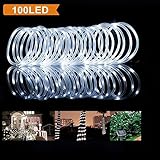 100LED Solar WTL-100L Copper Tube Rope Light 33ft Waterproof Outdoor Rope LightsWarm White Blue Suit