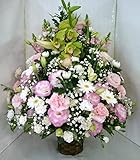 ほんまもん屋 キリスト教 の お供え にも 使える 洋風 フラワーアレンジ 菊抜き (特大, お色ミックス)
