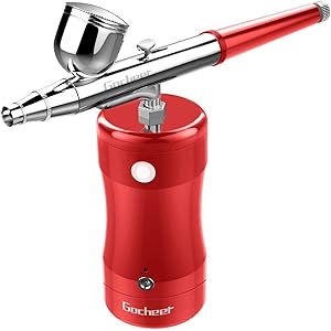 ゴシェール(Gocheer) ダブルアクション充電式エアブラシ 一体化コンプレッサー 小型 ミニ コンプレッサー USB充電ライン 塗装 スプレー モデル 小型 オイルレス ダブルアクションエアブラシ付き 日本語取り扱い説明書