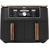 Ninja Foodi MAX Dual Zone Air Fryer, Amazon Exclusive, Tongs, 2 Drawers, 9.5L, 6-in-1, Use No Oil, Air Fry, Max Crisp, Roast,