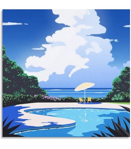 Amazon.co.jp: トライエックス ポスター 永井博/WHITE CAR AND THE