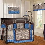 BabyFad Leopardブルー10ピースベビーベッド寝具セット