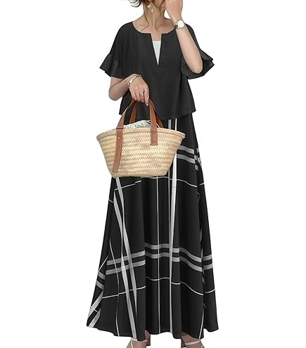Amazon.co.jp: ワンピース レディース 夏 2点セット 50代女性