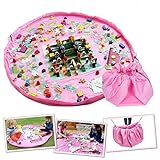 Henweit Children Play Mat andキッズ赤ちゃんおもちゃストレージTidyバッグオーガナイザー折りたたみ式ピンクfor Play Nursery Room 150 cm