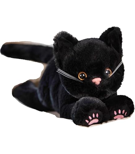 Amazon.co.jp: 猫 ネコ 置物 ぬいぐるみ リアル 抱き枕 黒猫 白猫