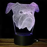 テーブルランプ3D創造性光る犬のヘッドLEDナイトライトベッドルームのベッドサイドランプホリデーギフト,Purple
