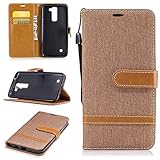 LG K8 ケース LG K8 ケース, OMATENTI 100％手作り 高級PUレザー ケース 手帳型 保護ケース カード収納ホルダー付き 横置きスタンド機能付き マグネット式 LG K8 ケース