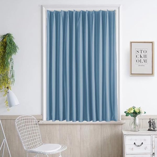 KAMIMORI Blackout Curtains, 80 cm Length, 27.6-inch Width (70 cm), Small Window, Drape Curtains, Stylish, Solid, UV Protection, Thermal Insulation, Heat Preservation, Cold Protection, Energy Saving - 1