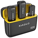 XIAOLO-ワイヤレスマイク-ピンマイク-iPhone/iPad携帯電話用スマホ外付けマイク-ノイズキャンセリングマイク-20M伝送距離- 対応 ライブストリーム Vlog インタビュー セミナー プラグ＆プレイ(IOS Port, yellow)