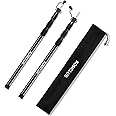 KOMCLUB タープポール テントポール 伸縮式タープポール 伸縮85cm～250cm 直径20mm～30mm 4段階調節 高さ調節 スライド式 組立不要 ブラック 収納袋付き テントポール 天幕用ポール キャンプ 設営用