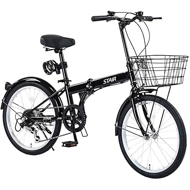 折りたたみ自転車 6段変速２６インチ ミニベロ ママチャリカゴ付 折り畳み【黒 Amazon | ママチャリ 折りたたみ自転車 26インチ6段変速ミニベロ
