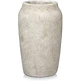 Briful 9.06'' Large Ceramic Rustic Vase Shabby Vintage Textured Vase, 4.33'' Wide Mouth Pampas Vase for Fake Flowers Branches