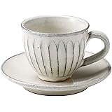 丸伊製陶 信楽焼 へちもん コーヒーカップ&ソーサー 白釉彫 丸型 容量約180ml 陶製 日本製 MR-3-3264
