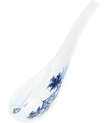 Amazon｜有田焼 しん窯 「 究極の レンゲ 」 ラーメン用 菊花文(青