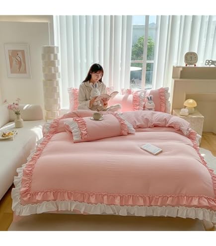 ピンク フリル セミダブルカバーセット綿100% Amazon｜掛け布団カバー4点セット セミダブル 寝具カバーセット 綿100